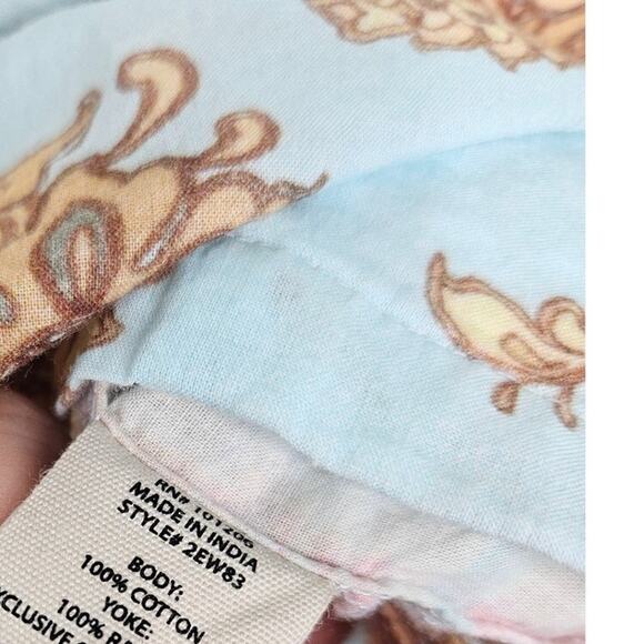 Soft Surroundings Sz S Cotton Blue Floral Button Up Shirt Embroidered Boho - Picture 5 of 5